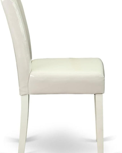 East West Furniture 1NDAB5-LWH-64 5 Piece Dinette Set for 4 Includes a Rectangle Room Table with Dropleaf and 4 White Faux Leather Parson Dining Chairs, 30x48 Inch - LeafyLoom