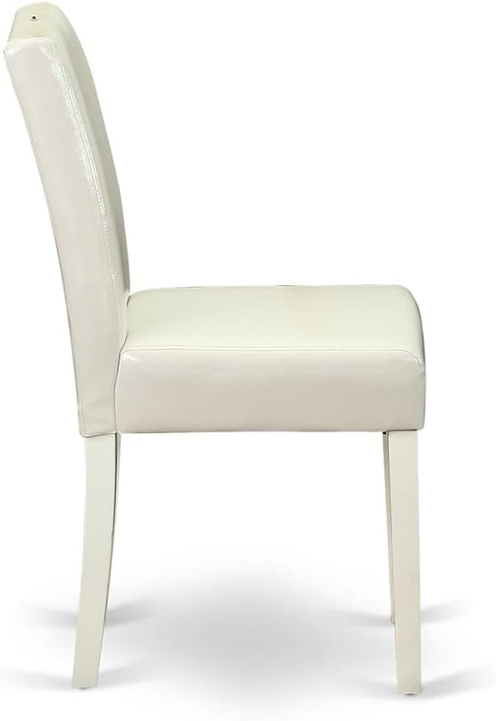East West Furniture 1NDAB5-LWH-64 5 Piece Dinette Set for 4 Includes a Rectangle Room Table with Dropleaf and 4 White Faux Leather Parson Dining Chairs, 30x48 Inch - LeafyLoom
