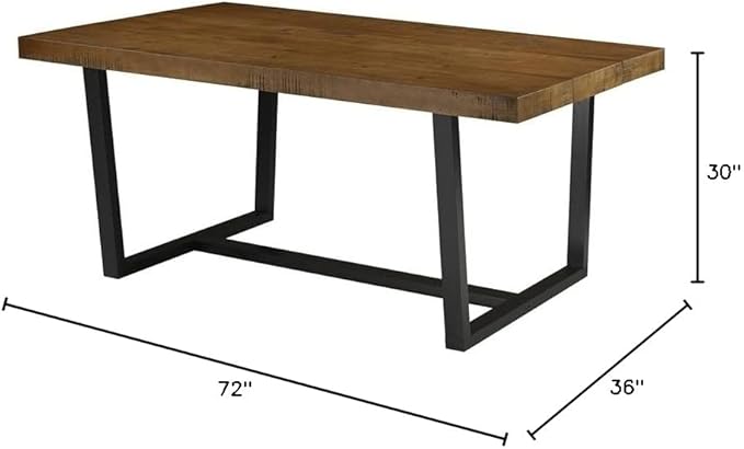 Walker Edison Andre Modern Solid Wood Dining Table, 72 Inch, Rustic Oak - LeafyLoom