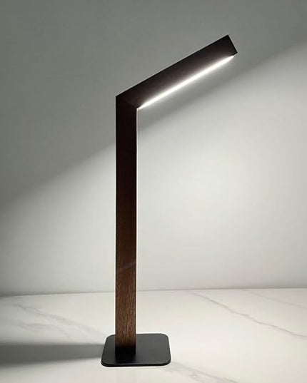 Wooden Versatile Rechargeable Tabletop Lamp - Touch Control, Foldable Design, USB-C Rechargeable LED Light, 1100mAh Battery - Ideal for Bedroom, Living Room, Office, Study, and Emergencies - LeafyLoom