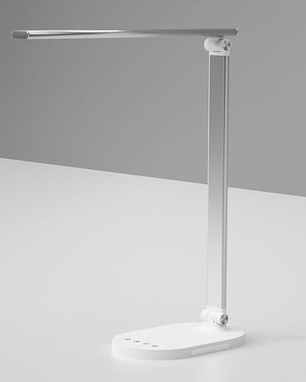 Clearance LED Desk Lamp with USB Charging Port, Birght Desk Light for Home Office, Computer, Work Desktop, Table Lamp with Night Light, Timer, 5 Modes Reading Lamp, Touch Dimmable, Adjustable, Sliver - LeafyLoom