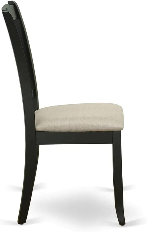 East West Furniture NODA3-BLK-C 3 Piece Dining Room Furniture Set Contains a Rectangle Wooden Table with Butterfly Leaf and 2 Linen Fabric Kitchen Dining Chairs, 32x54 Inch, Black - LeafyLoom