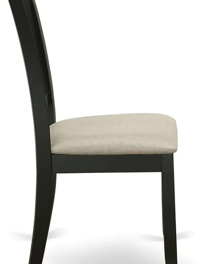 East West Furniture NODA5-BLK-C 5 Piece Dining Room Table Set Includes a Rectangle Kitchen Table with Butterfly Leaf and 4 Linen Fabric Upholstered Dining Chairs, 32x54 Inch, Black - LeafyLoom