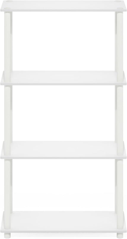 Furinno Turn-N-Tube 4-Tier Multipurpose Shelf Display Rack, White/White - LeafyLoom