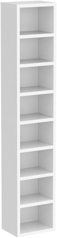 IOTXY Small Narrow Corner Bookcase - 71 Inches Tall Gap Freestanding Storage Cabinet, 8 Lattices Open Shelves Tower Rack, Cubes Bookshelf in White - LeafyLoom