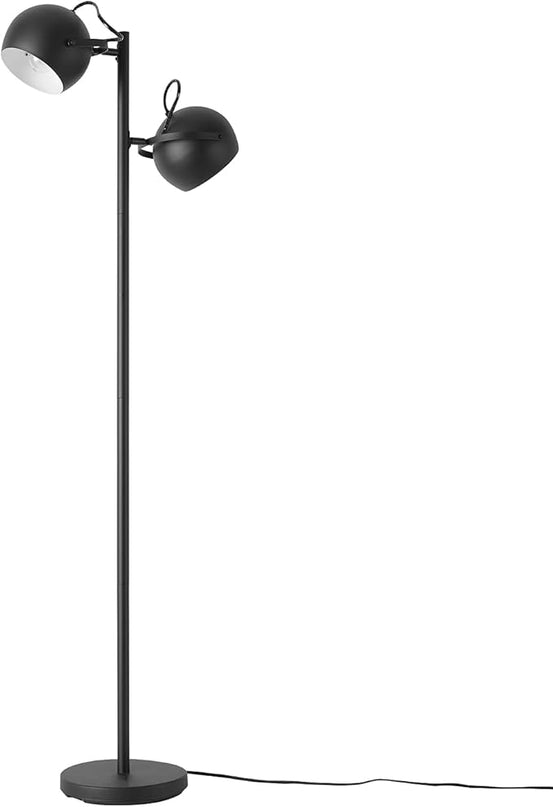 Globe Electric 67518 61" 2-Light Floor, Matte, Adjustable Lamp Heads, in-Line On Off Foot Switch, Miles (Black) - LeafyLoom