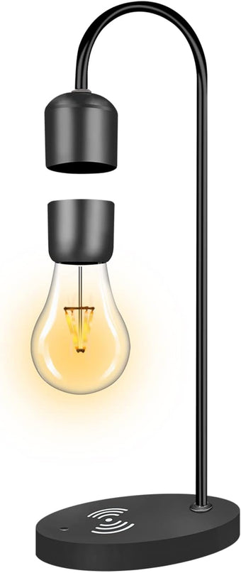 Magnetic Levitating Lamp with Wireless Phone Charger Floating Levitation Light Bulb Magnetic Table LED Night Light Bedroom Home Decoration Family Christmas Gift - LeafyLoom