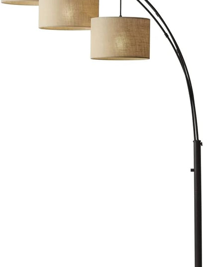 Adesso 4238-26 Trinity Arc Floor Lamp Antique Bronze FinisH, Beige Burlap . Home Decor Lamps and Light Fixtures, 82",3 Arm - LeafyLoom