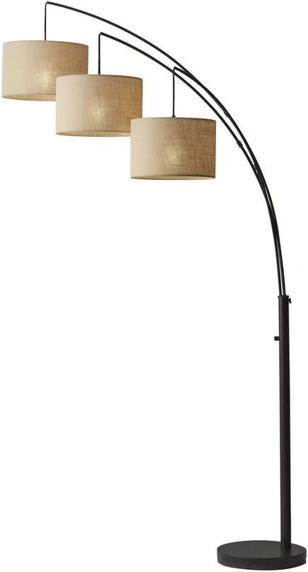 Adesso 4238-26 Trinity Arc Floor Lamp Antique Bronze FinisH, Beige Burlap . Home Decor Lamps and Light Fixtures, 82",3 Arm - LeafyLoom