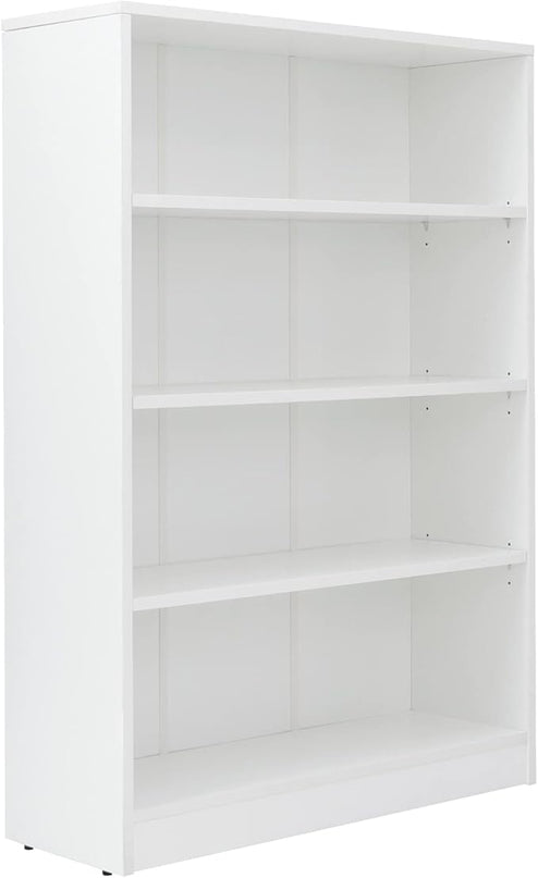 Farini White Bookshelf for Bedroom 4 Shelf Office Bookcase 48 Inches Tall Modern Wood Bookshelf for Living Room 4 Tier Wide Manga Bookshelf Library Bookcase - LeafyLoom