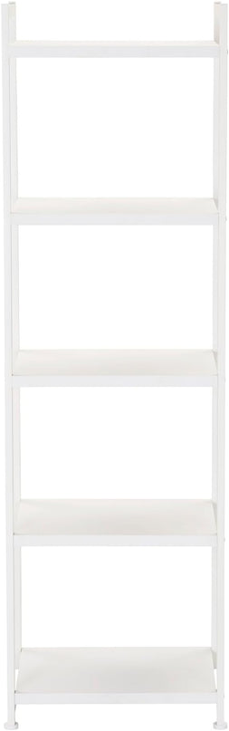 Household Essentials Jamestown Narrow 5 Shelf Open Storage Bookshelf Scandinavian White and White Metal - LeafyLoom