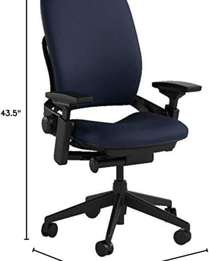 Steelcase Leap Office Chair, Black Frame and Buzz2 Navy Fabric - LeafyLoom