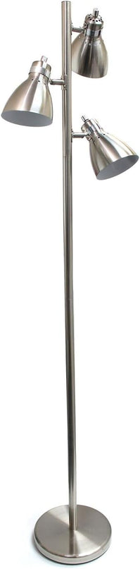 Simple Designs LF2007-BSN Metal 3 Light Tree Floor Lamp, Brushed Nickel - LeafyLoom
