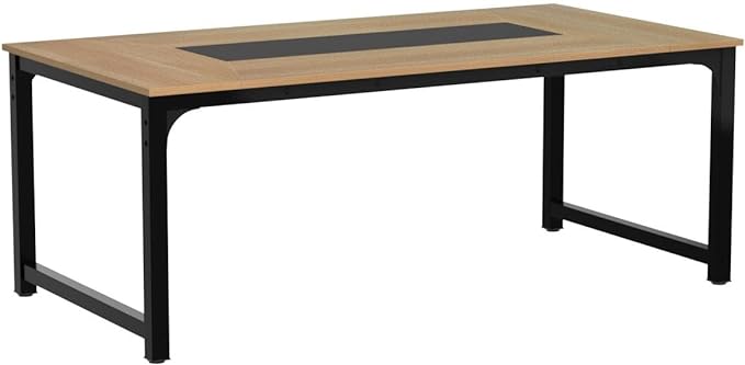 Tribesigns Modern Computer Desk, 78.7 x 39.4 inch X Large Executive Office Desk Computer Table Study Writing Desk Workstation for Home Office, Walnut/Black - LeafyLoom