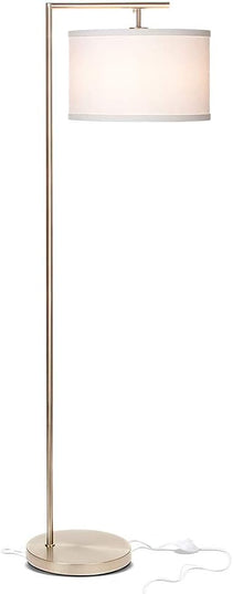 Brightech Montage Modern Floor lamp, LED Floor Lamp for Living Rooms & Offices - Tall Standing Lamp for Bedroom Reading - Corner Pole Lamp for Contemporary Home Decor - Satin Nickel - LeafyLoom