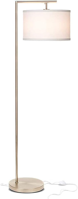 Brightech Montage Modern Floor lamp, LED Floor Lamp for Living Rooms & Offices - Tall Standing Lamp for Bedroom Reading - Corner Pole Lamp for Contemporary Home Decor - Satin Nickel - LeafyLoom