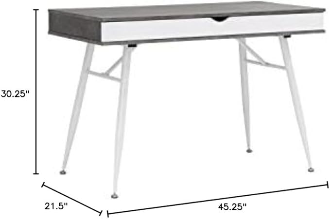 Calico Designs 51252 Alcove Modern Large Split Drawer in White/Cement Gray Desk with Storage, White/Cement Gray, White/Cement Gray - LeafyLoom