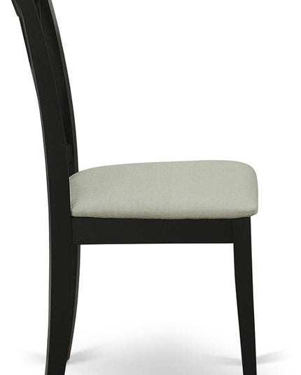 East West Furniture CLC-BLK-C Clarksville Dining Room Chairs - Linen Fabric Upholstered Wood Chairs, Set of 2, Black - LeafyLoom
