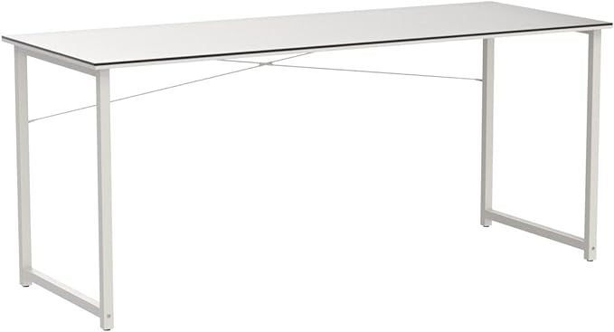 Coleshome Modern Simple High-Level Color Matching Computer Desk,63 Inch Home Office Desk,Makeup Vanity Desk, White - LeafyLoom