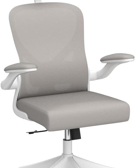 Ergonomic Office Chair Home Desk Office Chair with Flip-Armrest & Cushion for Lumbar Support, high Back Computer Chair with Thickened Cushion Desk Chairs Gray - LeafyLoom