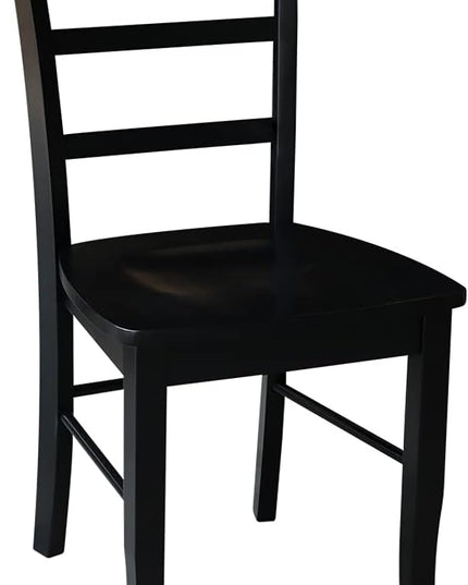 International Concepts Pair of Madrid LadderBack Chairs, Black - LeafyLoom