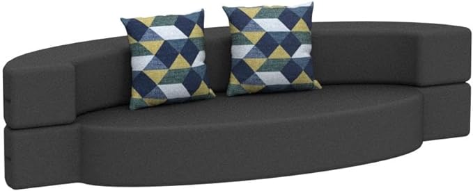 Modern Folding Sofa Bed Couch Memory Foam with 2 Pillows Sleeper sofa futon couch for Bedroom Living Room Guests, Washable Set, Stylish Oval 76''L × 41.5''D × 10''H,Dark Gray - LeafyLoom