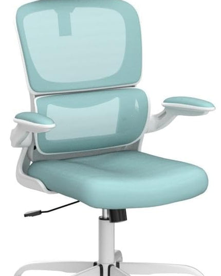 Ergonomic Office Chair, High Back Mesh Desk Chair with Lumbar Support and Adjustable Headrest, Computer Gaming Chair with Flip-up Armrests, Executive Swivel Chair for Home Office (MintGreen) - LeafyLoom