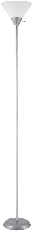 Globe Electric 67150 72" Floor Lamp, Silver, White Plastic Shade, On/Off Rotary Switch on Shade, Floor Lamp for Living Room, Floor Lamp for Bedroom, Home Improvement, Home Office Accessories - LeafyLoom