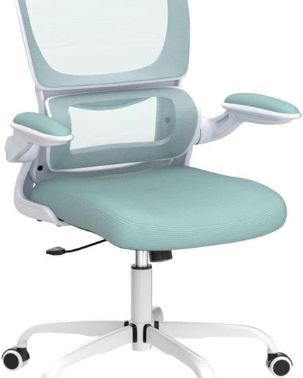 Office Chair, Ergonomic Desk Chair with Lumbar Support and Adjustable Armrests, Comfy Desk Chair Breathable Mesh Mid Back Computer Chair, Reclining Office Chair for Home Office - Mint Green - LeafyLoom