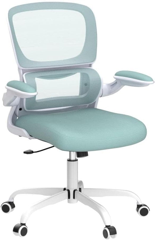 Office Chair, Ergonomic Desk Chair with Lumbar Support and Adjustable Armrests, Comfy Desk Chair Breathable Mesh Mid Back Computer Chair, Reclining Office Chair for Home Office - Mint Green - LeafyLoom