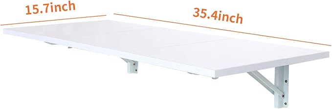 Folding Wall Desk, Wall Desk Fold Down Wall Mounted Desk for Small Space, Floating Desk, White, 35.4 x 15.8 inch - LeafyLoom