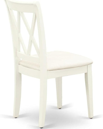 East West Furniture CLC-LWH-C Clarksville Kitchen Dining Chairs - Linen Fabric Upholstered Wood Chairs, Set of 2, Linen White - LeafyLoom
