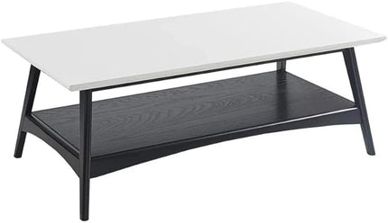 Madison Park Parker Table Modern Mid-Century Accent Living Room Furniture, 48" W x 24" D x 17" H, Off-White/Black - LeafyLoom