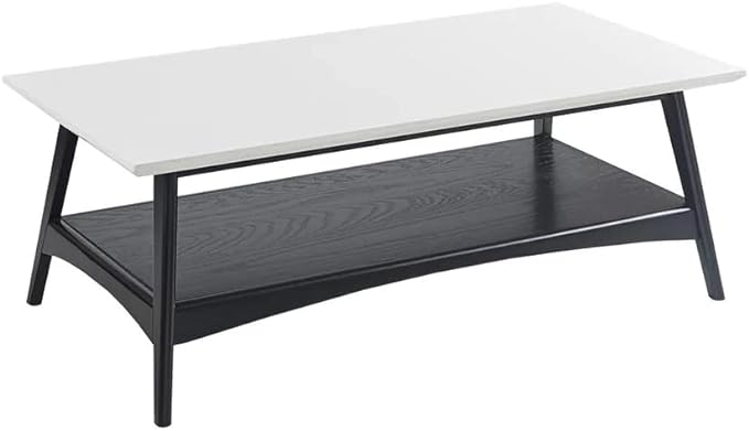 Madison Park Parker Table Modern Mid-Century Accent Living Room Furniture, 48" W x 24" D x 17" H, Off-White/Black - LeafyLoom