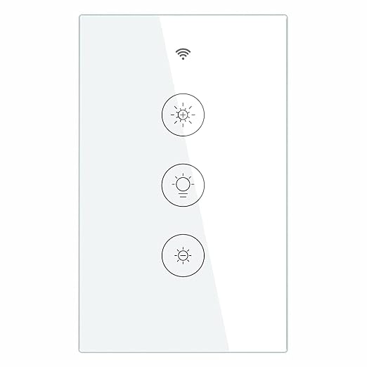 MOES WiFi RF Smart Light Dimmer Switch, Smart Life/Tuya APP Relay Status Backlight Switch Off RF Remote Control Voice Compatible with Alexa Google Assistants, White Touch MOES