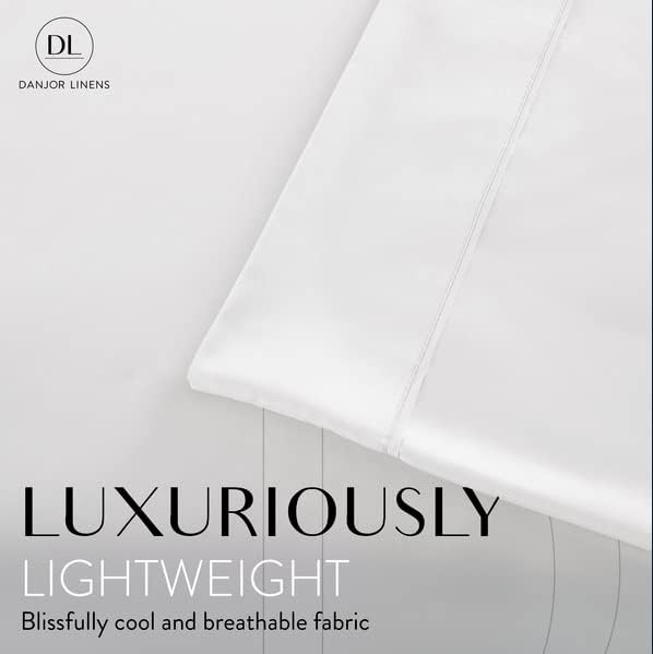 Danjor Linens King Size Sheets Set - 6 Piece Set Including 4 Pillowcases - Deep Pockets - Breathable, Soft Bed Sheets - Wrinkle Free - Machine Washable - White King Bed Sheets - 6 pc - LeafyLoom