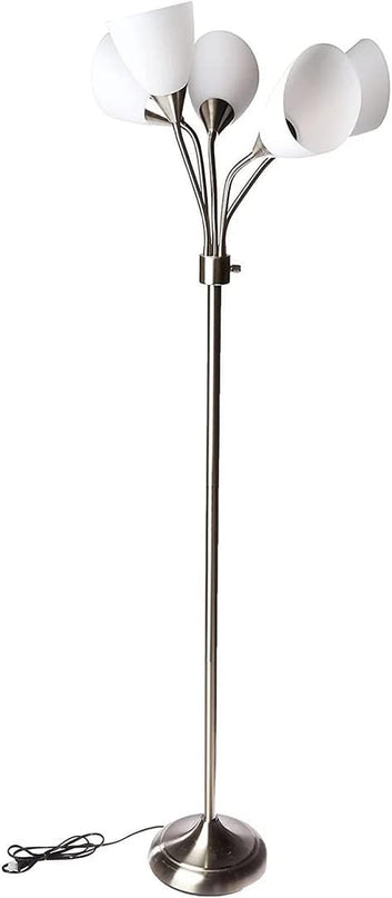 Adesso 7205-22 Multi-White Shade Floor Lamp, Adjustable Gooseneck Arms, Silver - LeafyLoom