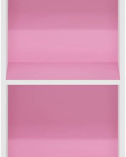 Furinno Luder Bookcase / Book / Storage, 4-Tier Cube, Pink/White - LeafyLoom