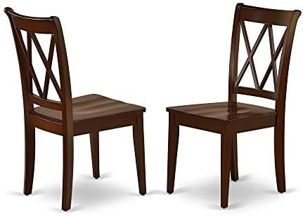 East West Furniture PSCL3-MAH-W 3 Piece Room Furniture Set Contains a Rectangle Wooden Table with Butterfly Leaf and 2 Kitchen Dining Chairs, 32x60 Inch - LeafyLoom