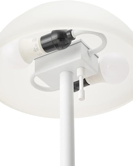 Globe Electric 67526 Dixon 65" 2-Light Floor Lamp, Matte White, Frosted Glass Shade, Vertical Pull-Chain Stepless Dimmer Switch - LeafyLoom