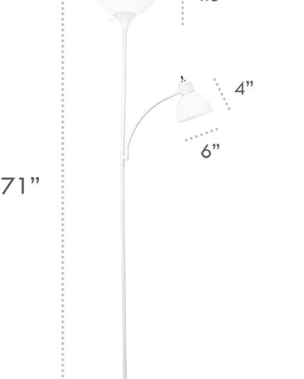 Simple Designs LF2000-BLK Mother-Daughter Floor Lamp with Reading Light, Black - LeafyLoom
