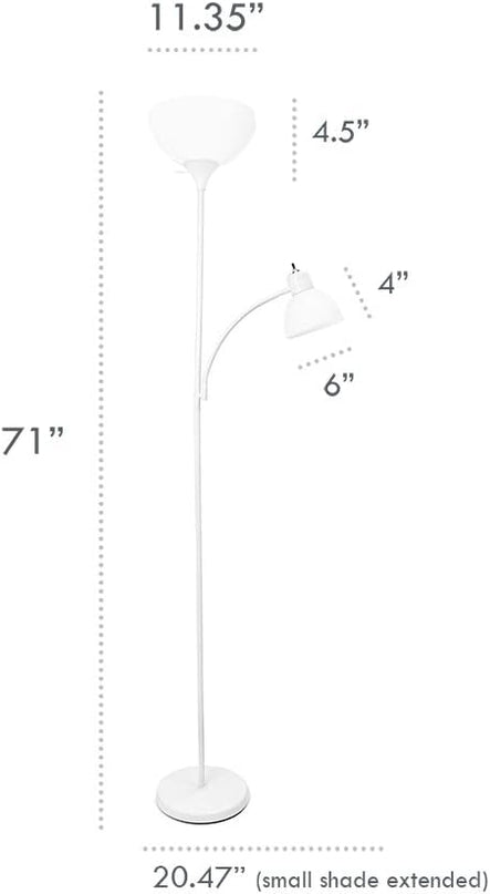 Simple Designs LF2000-BLK Mother-Daughter Floor Lamp with Reading Light, Black - LeafyLoom