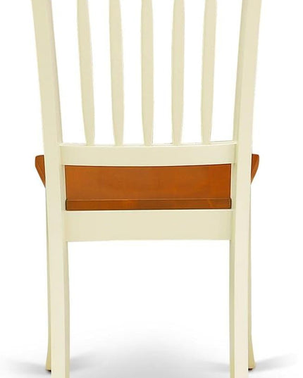East West Furniture DAC-BMK-W Danbury Dining Chairs - Slat Back Wooden Seat Chairs, Set of 2, Buttermilk & Cherry - LeafyLoom
