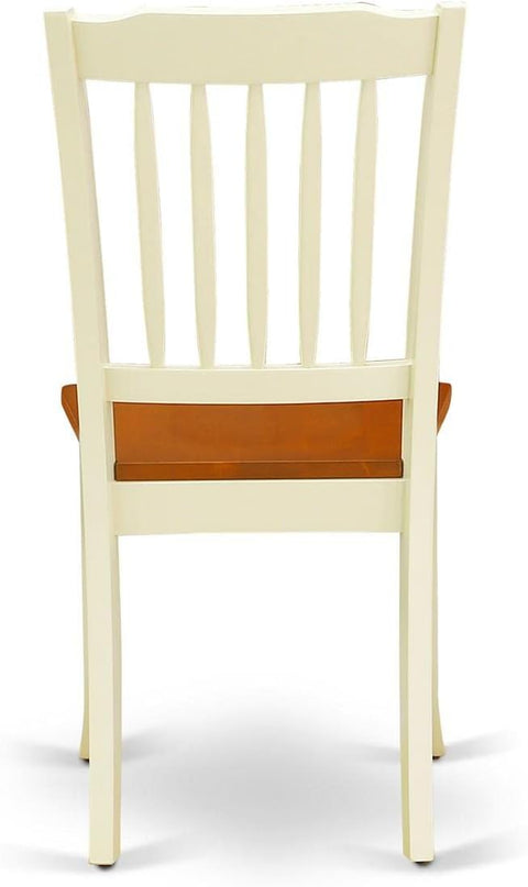 East West Furniture DAC-BMK-W Danbury Dining Chairs - Slat Back Wooden Seat Chairs, Set of 2, Buttermilk & Cherry - LeafyLoom