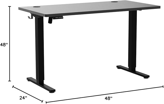 SMUG Standing Desk, Adjustable Height Electric Sit Stand Up Down Computer Table, 48x24 Inch Ergonomic Rising Desks for Work Office Home, Modern Gaming Desktop Workstation, Black - LeafyLoom