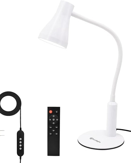 LED Desk Lamp, 3 Lighting Modes and 6 Brightness Levels, 10W Flexible Gooseneck Table Lamp for Living Room and Study, Remote Control with Timing Function, AC Adapter Included (White) - LeafyLoom