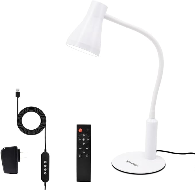 LED Desk Lamp, 3 Lighting Modes and 6 Brightness Levels, 10W Flexible Gooseneck Table Lamp for Living Room and Study, Remote Control with Timing Function, AC Adapter Included (White) - LeafyLoom