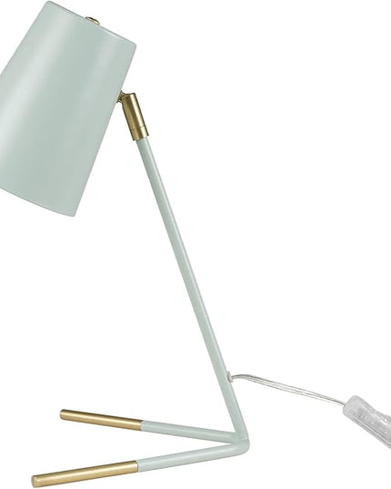Globe Electric 56086 Dobby 16" Desk Lamp, Matte Teal, Gold Accents - LeafyLoom