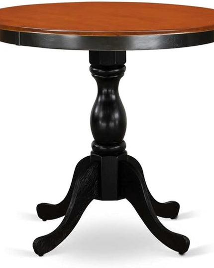 East West Furniture Eden 3 Piece Kitchen Set Contains a Round Room Table with Pedestal and 2 Faux Leather Upholstered Dining Chairs, 30x30 Inch, ESAN3-BCH-LC - LeafyLoom