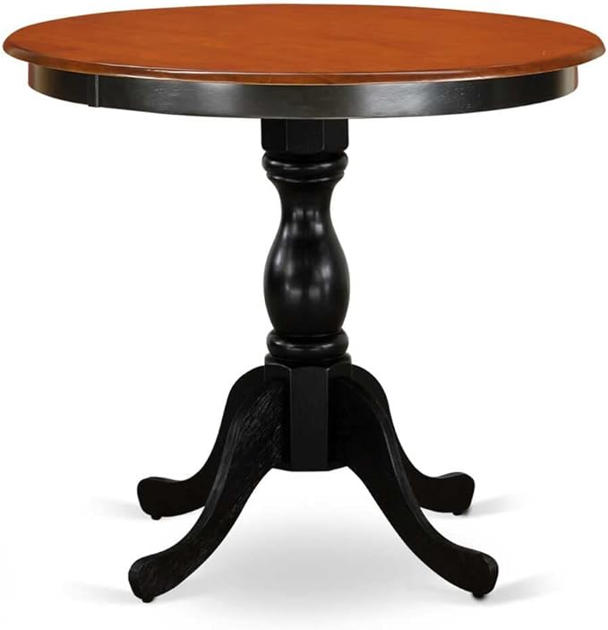 East West Furniture Eden 3 Piece Kitchen Set Contains a Round Room Table with Pedestal and 2 Shitake Linen Fabric Parson Dining Chairs, 30x30 Inch, ESAB3-BCH-06 - LeafyLoom